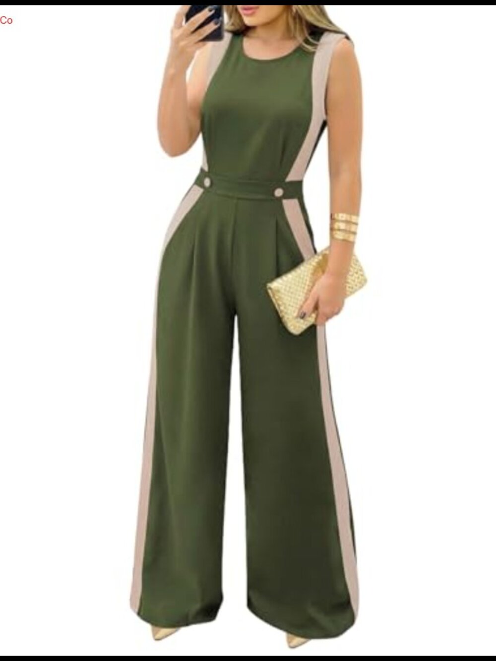 Pink Queen Women's Sleeveless Wide Leg Jumpsuit Romper Dressy Party Outfit